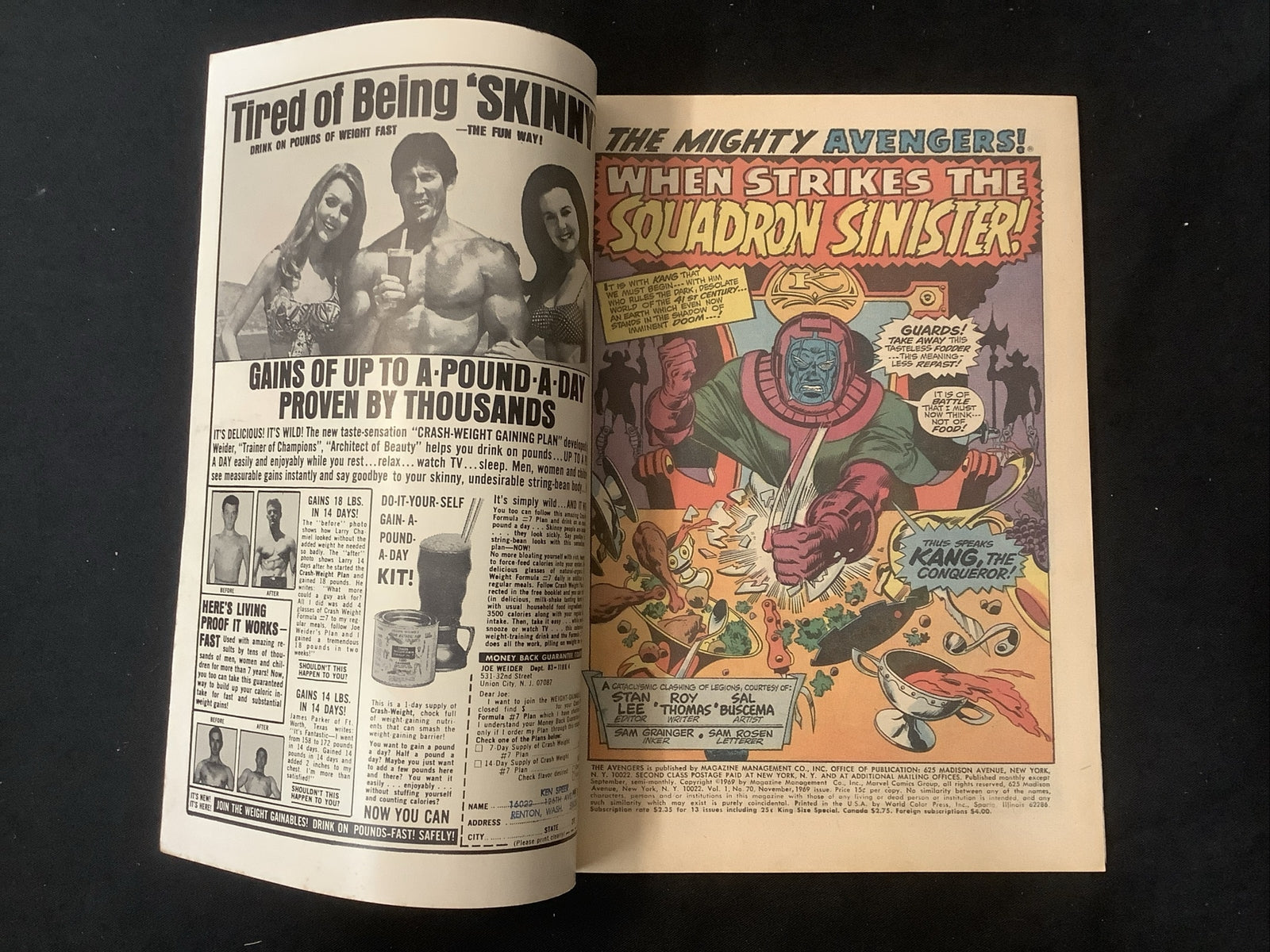 AVENGERS #70 (1969) VF+ (8.5) Roy Thomas, 1st appearance SQUADRON SINISTER