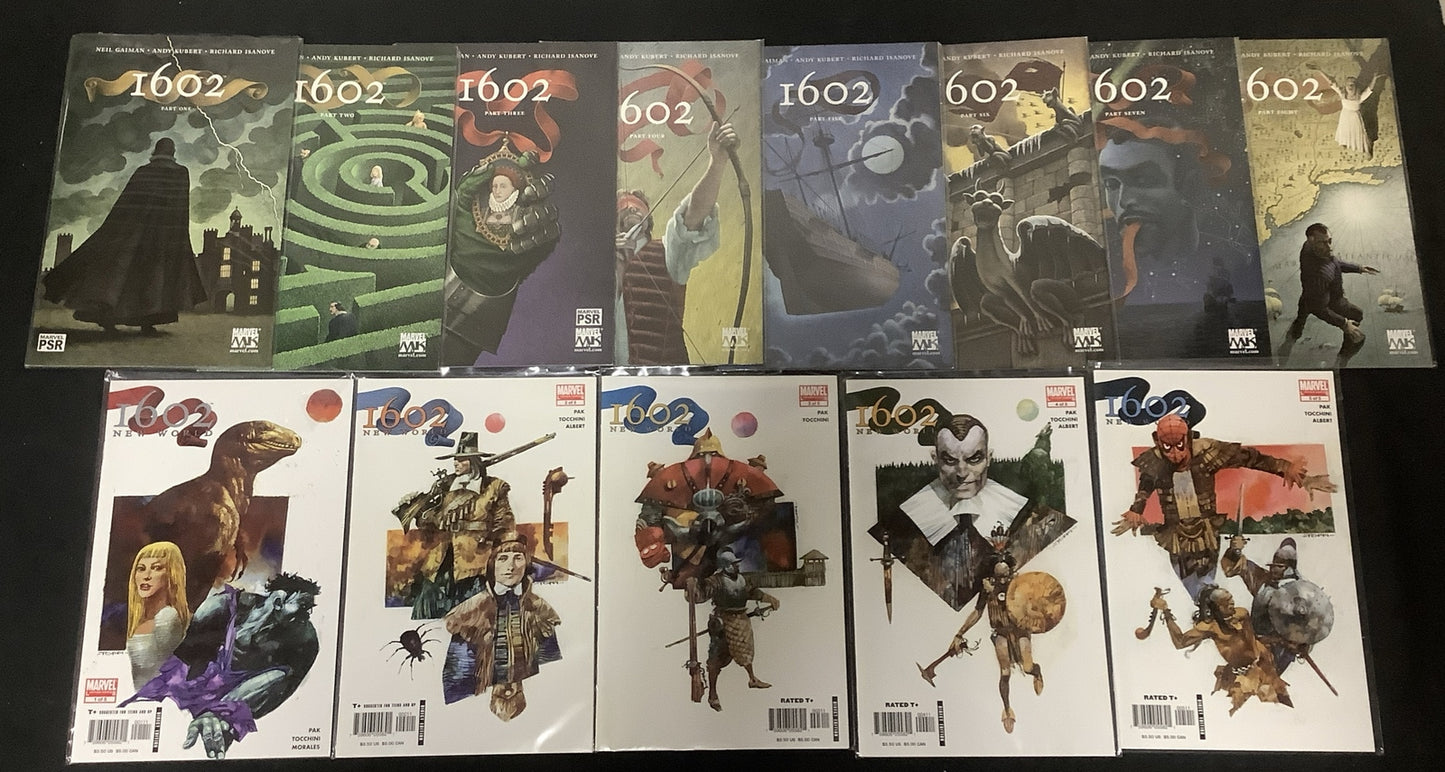Marvel 1602 Comic Bundle: 1602 #1-8 + New World #1-5 Complete, Neil Gaiman