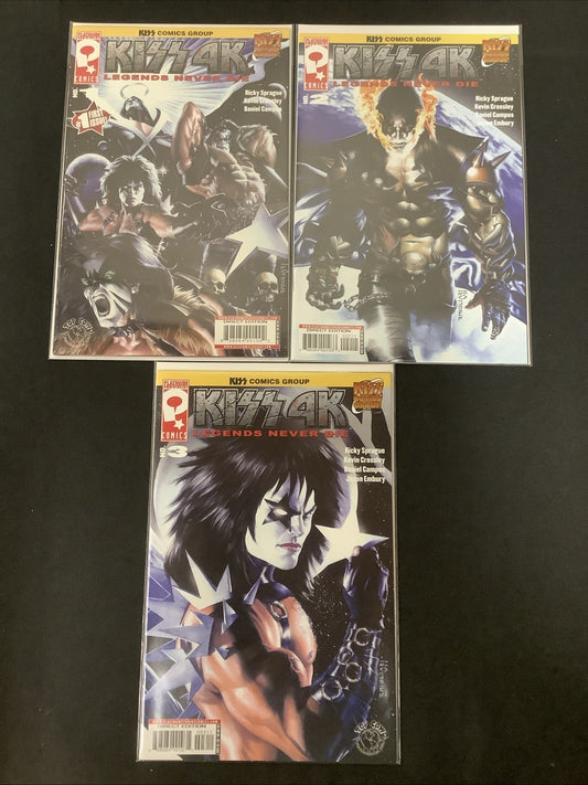 KISS 4K: LEGENDS NEVER DIE #1-3 Comic Lot, Platinum Studios/Top Cow, Sprague