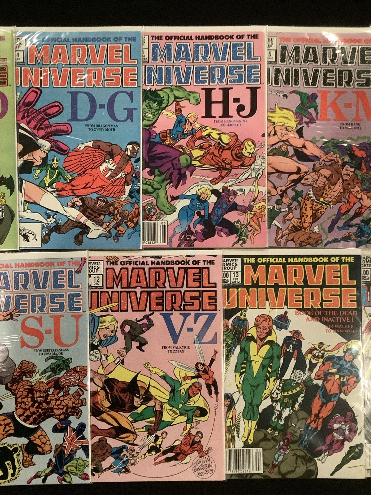 The Official Handbook of the Marvel Universe #1-15 Complete Comic Set, 1983