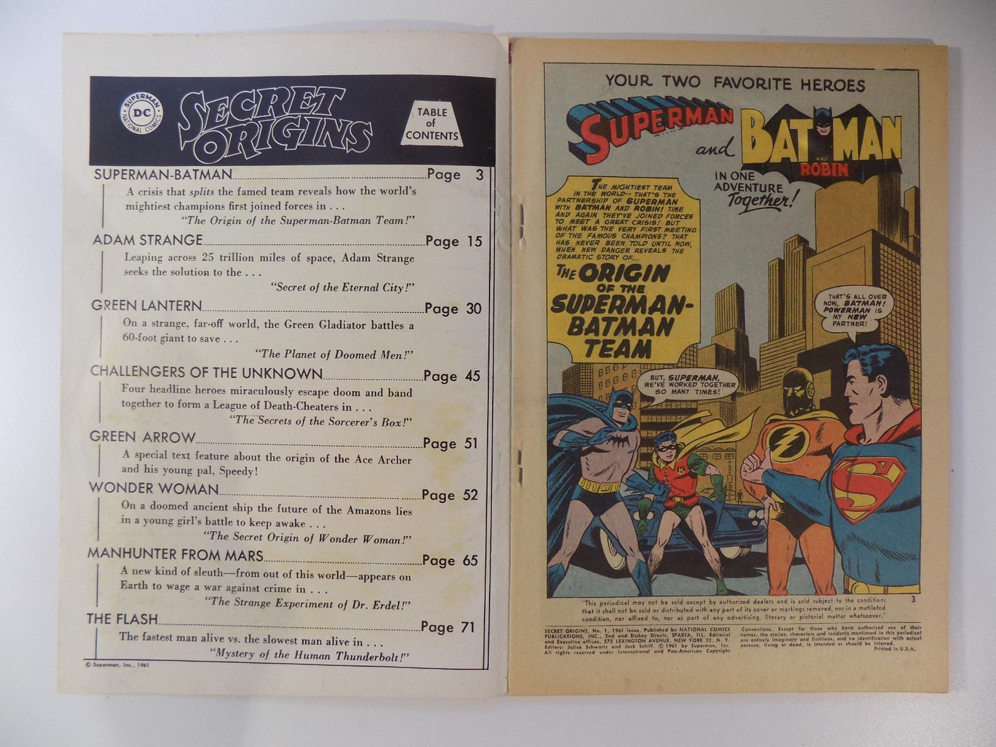 Secret Origins #1 DC Comic 1961 Fine-