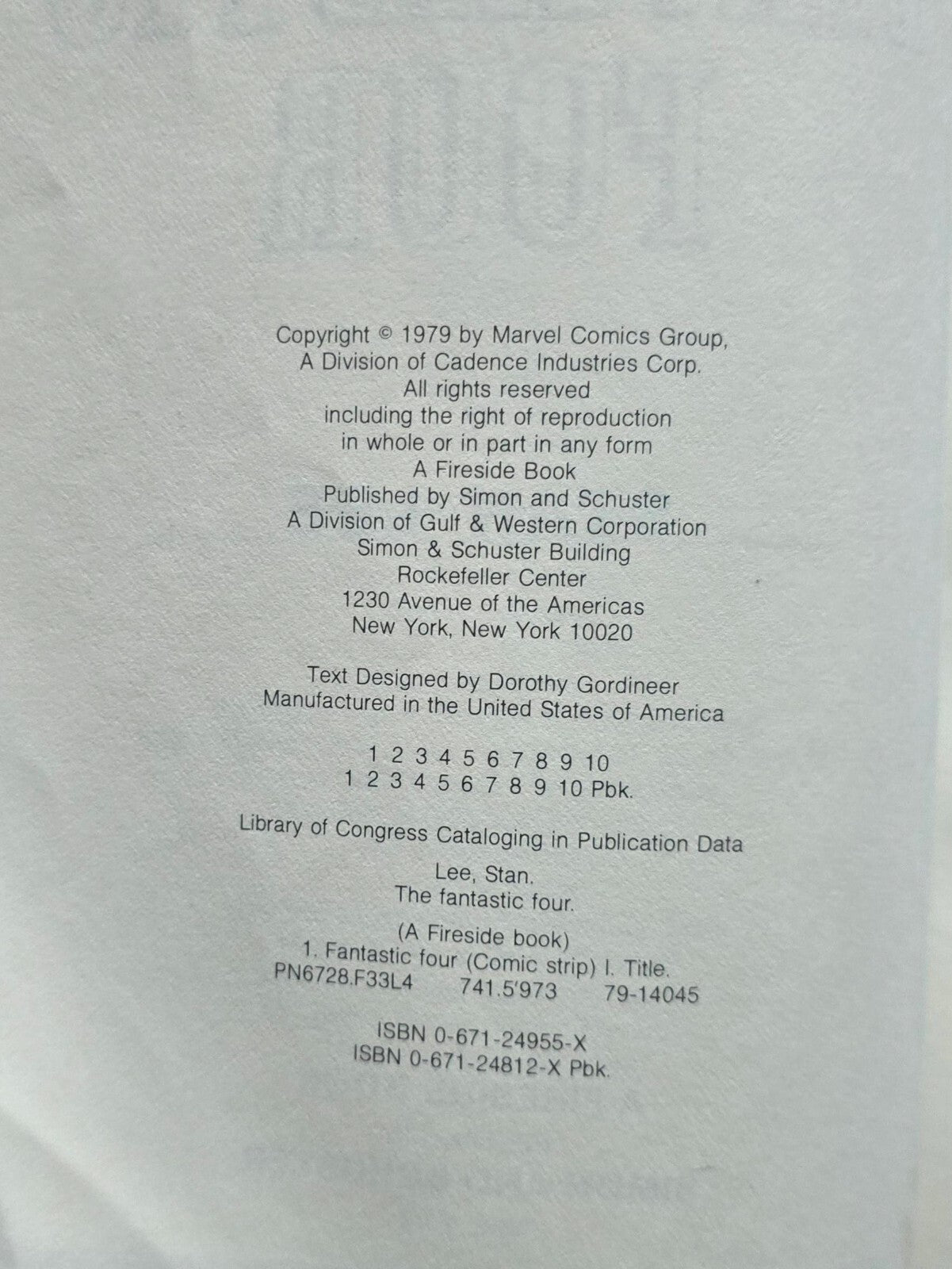 THE FANTASTIC FOUR by Stan Lee (1st Print, 1979) Fireside!