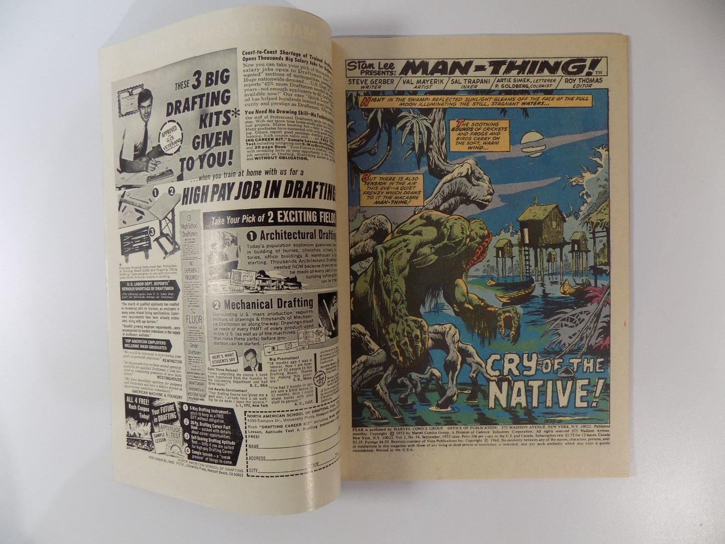 Adventure Into Fear #16 Man-Thing Marvel Comic September 1973 Very Fine+