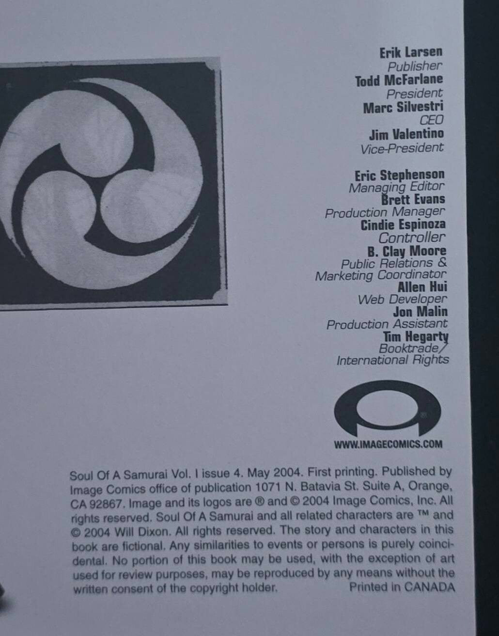 Soul of A Samurai Books 1-4 by Will Dixon (Image Comics 2003-2004)