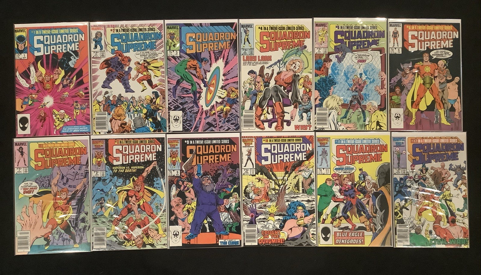Squadron Supreme #1-12 Complete Comic Series, Marvel, Mark Gruenwald/Bob Hall