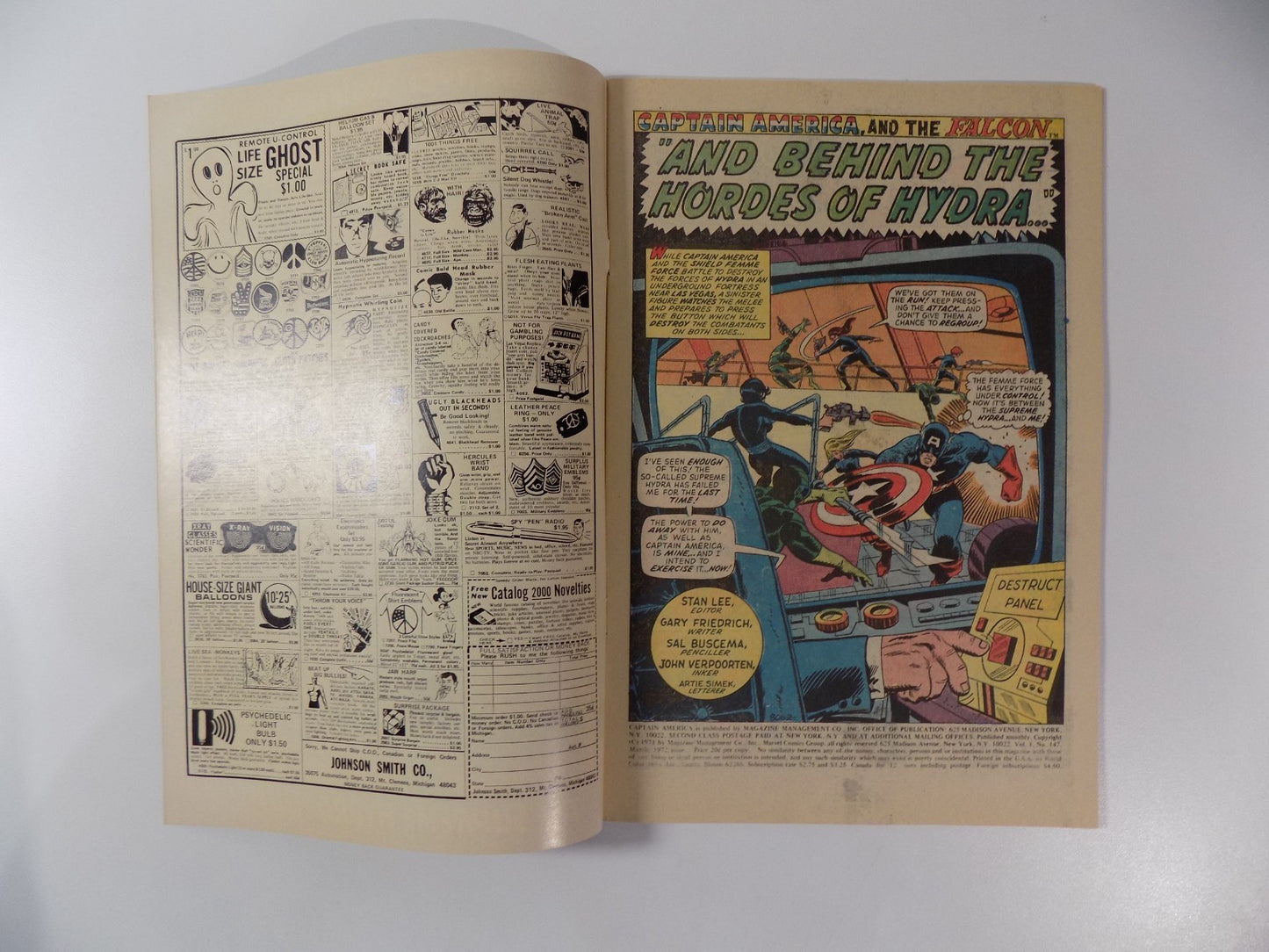 Captain America #147 Marvel Comic March 1972 Very Fine