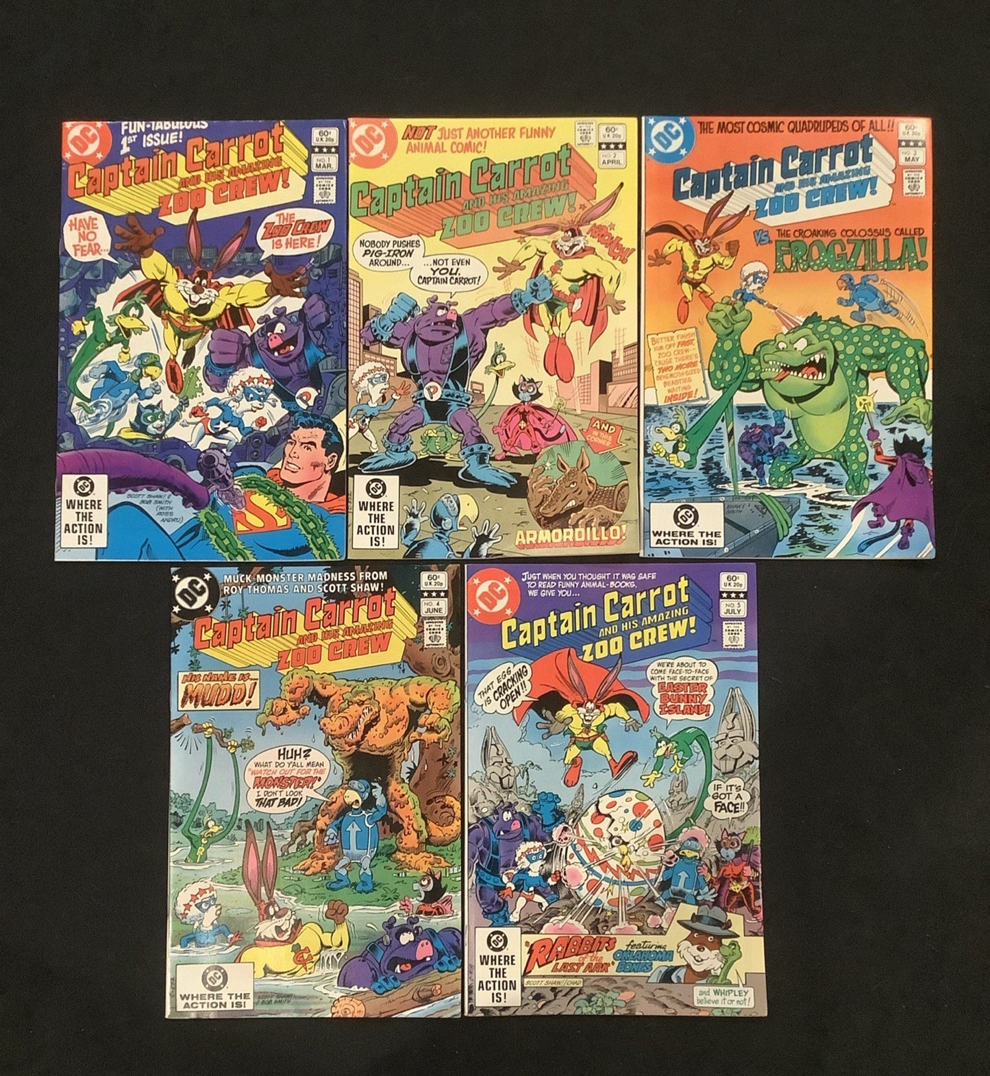 Captain Carrot and His Amazing Zoo Crew #1-5 Comic Lot, DC Comics, 1982