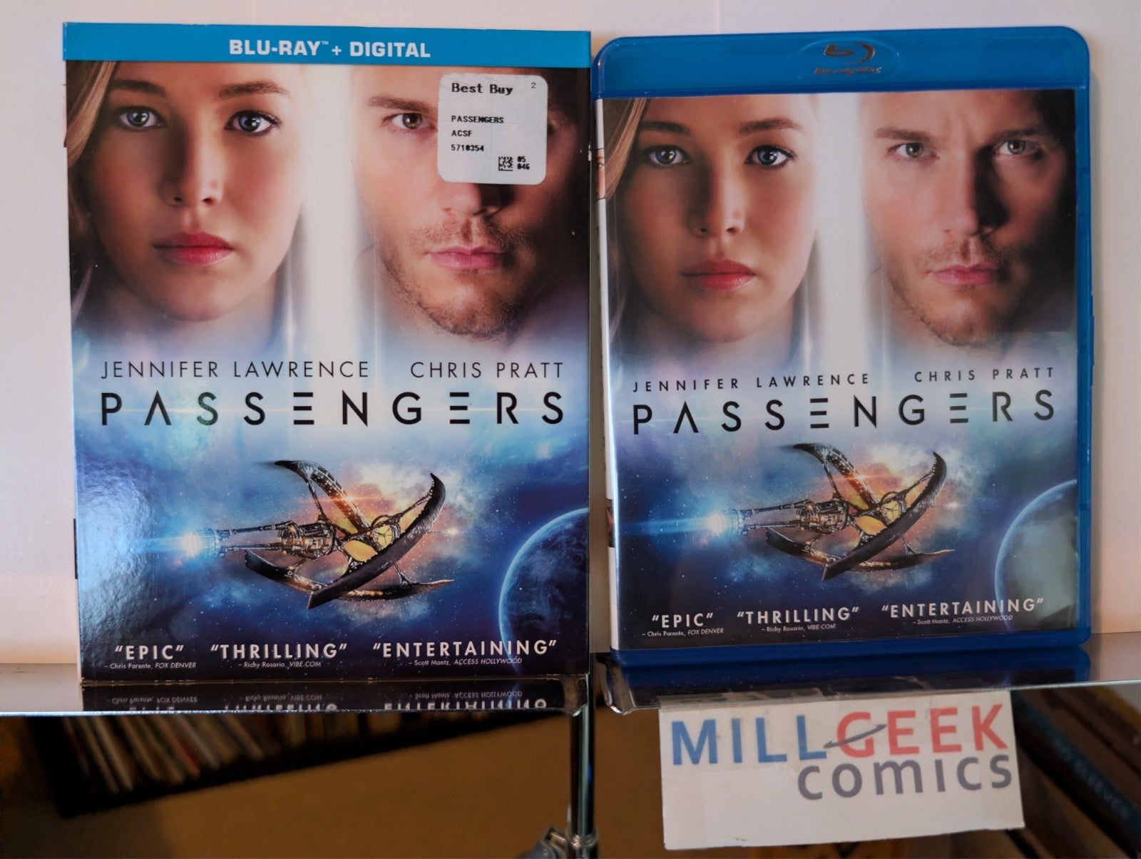 Moon / Passengers, Sam Rockwell & Chris Pratt, 2 Sci-Fi Movies (Blu-Ray) -JD