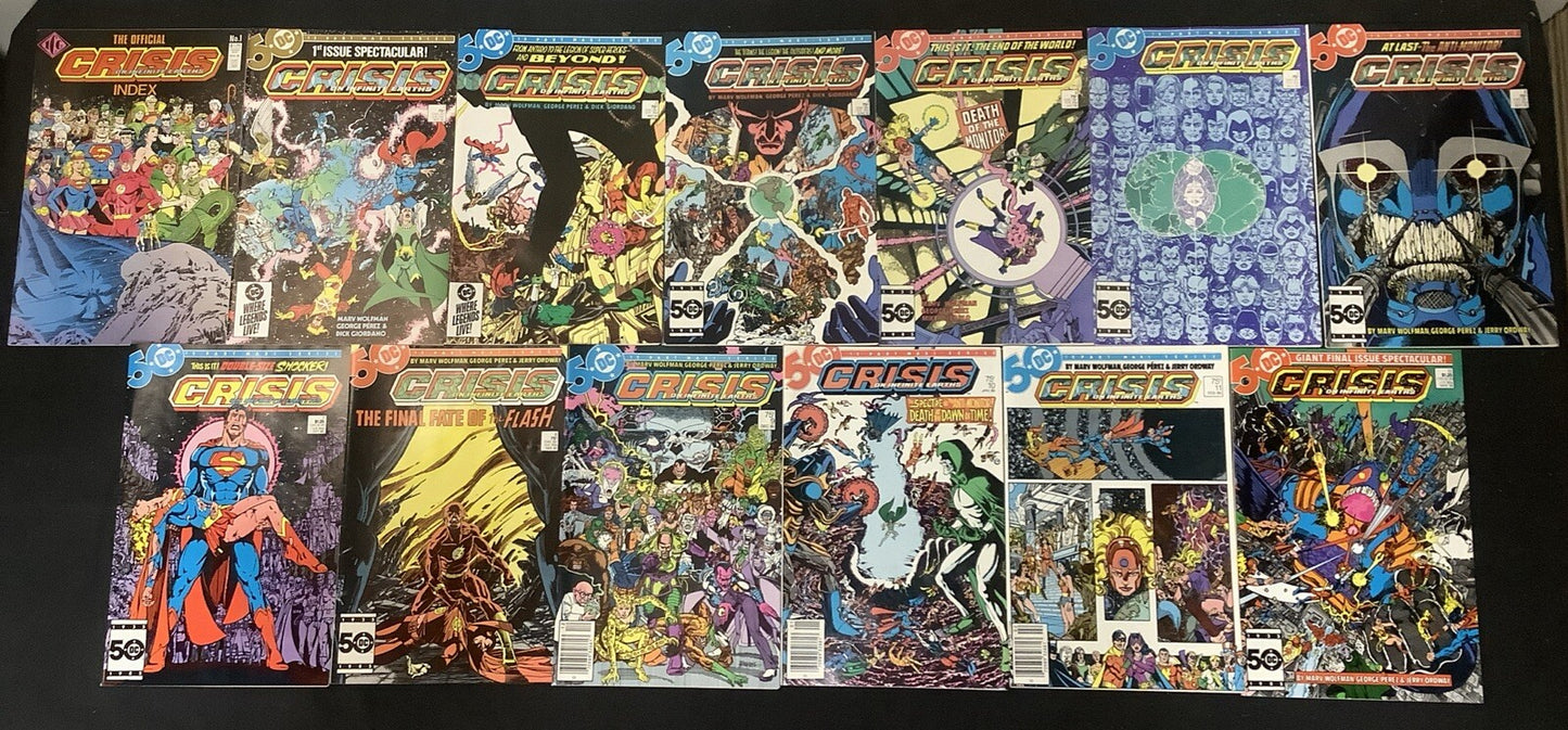 Crisis On Infinite Earths #1-12 + Index #1 Complete Comic Event, Wolfman/Perez