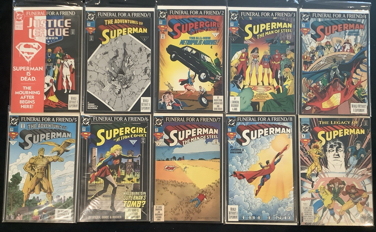 Superman Funeral For A Friend Comic Lot, + Legacy Of Superman, DC, Dan Jurgens