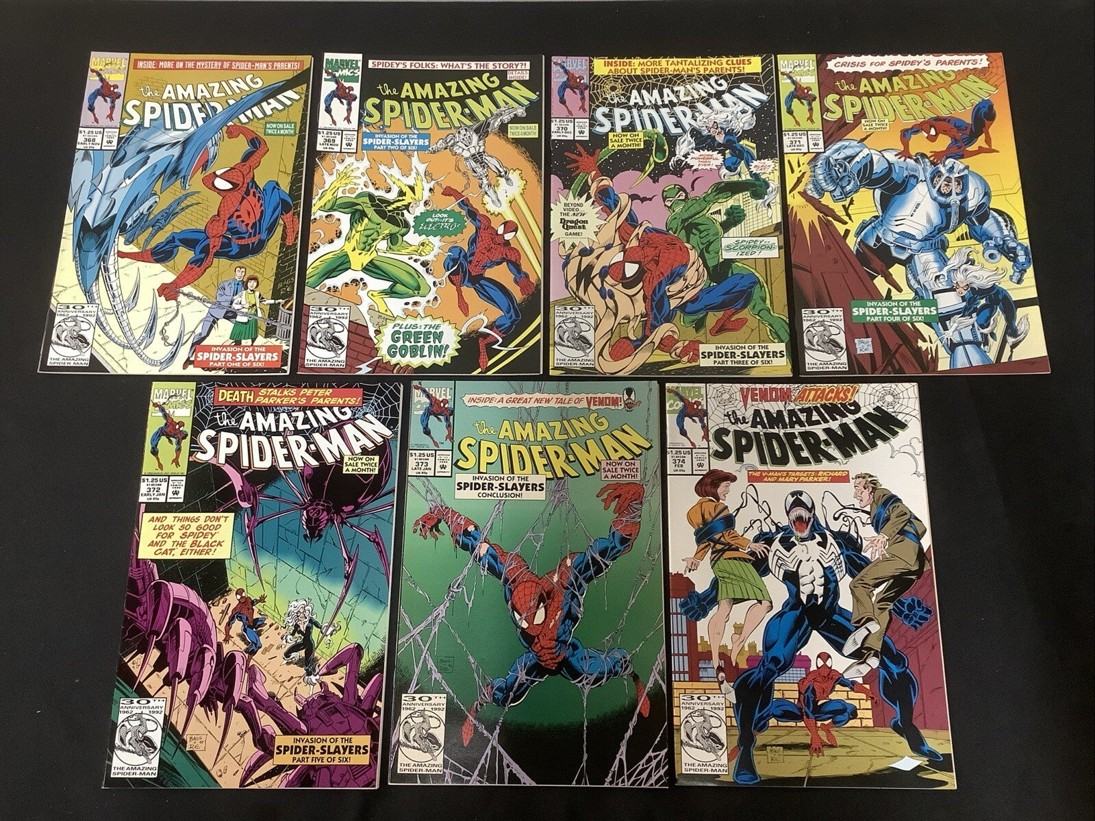 Amazing Spider-Man #368-374 Comic Lot, Marvel, Spider-Slayers, Venom Eddie Brock
