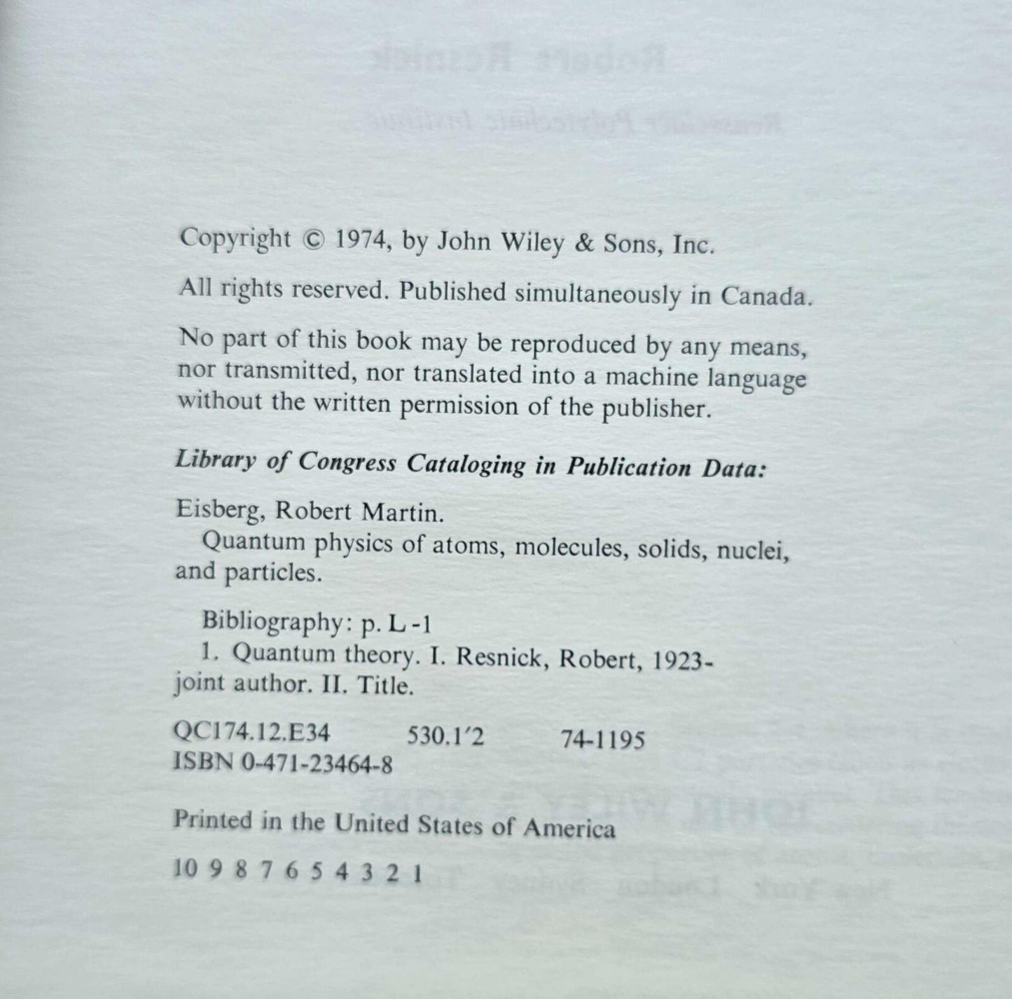 Quantum Physics of Atoms, Molecules, Solids, Nuclei, and Particles (1974) JD