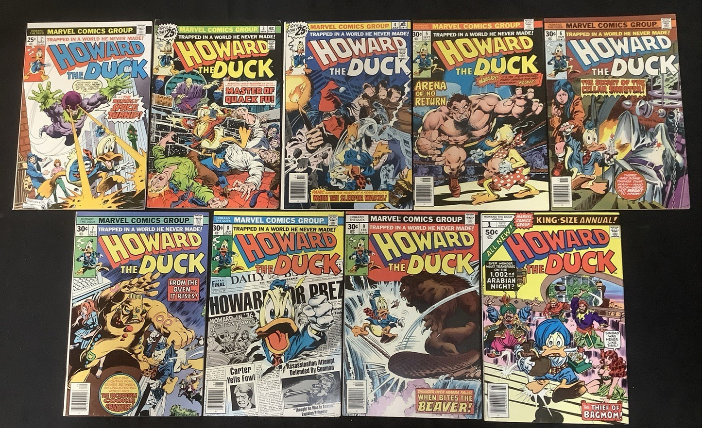 Howard the Duck #2-9 + Annual #1 Comic Lot, Marvel, Steve Gerber/Gene Colan