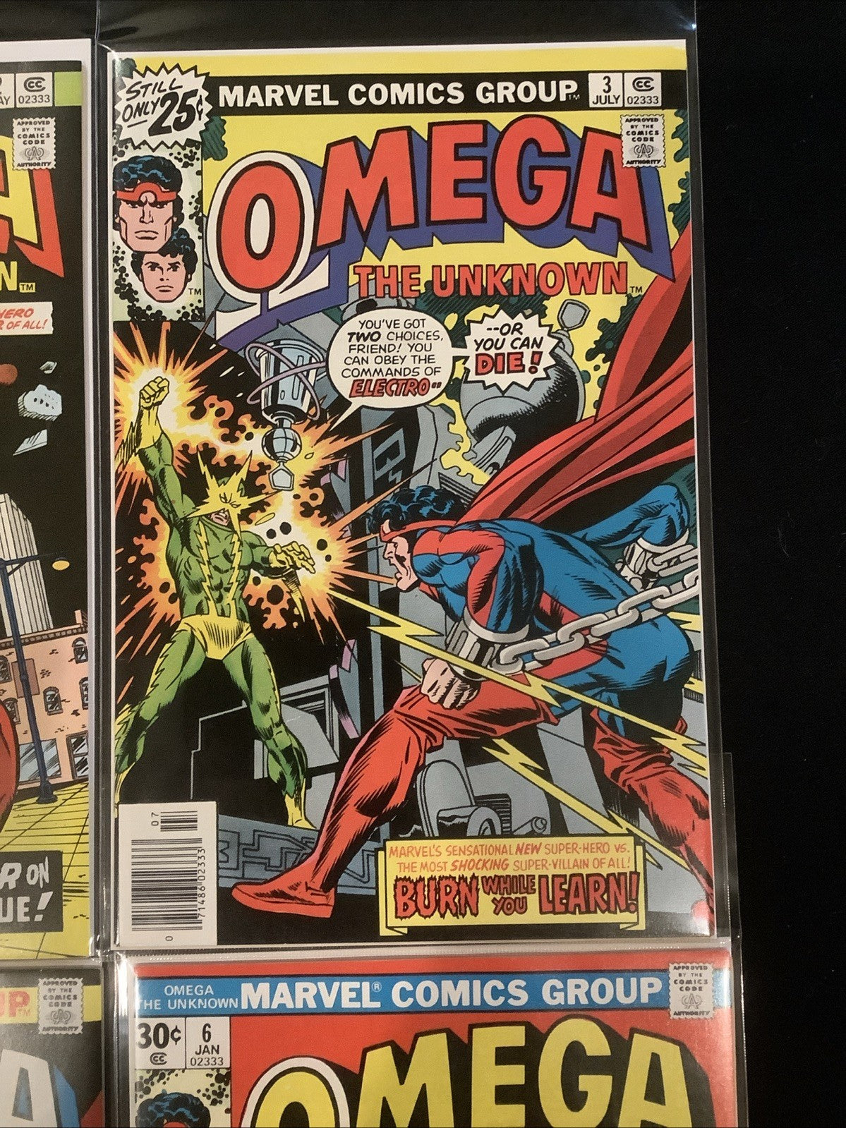 Omega the Unknown #1-6 Comic Lot, Marvel, Steve Gerber, Joe Sinnott, March 1976
