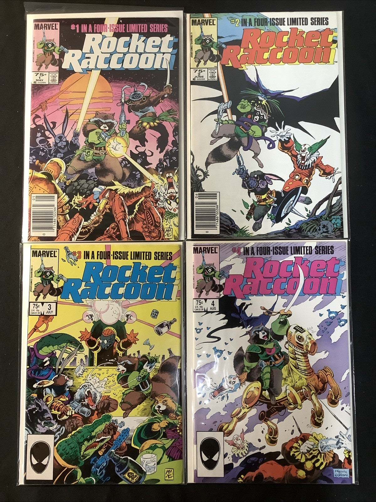 Rocket Raccoon #1-4 Complete Limited Series, Marvel, Newsstand #1, May 1985