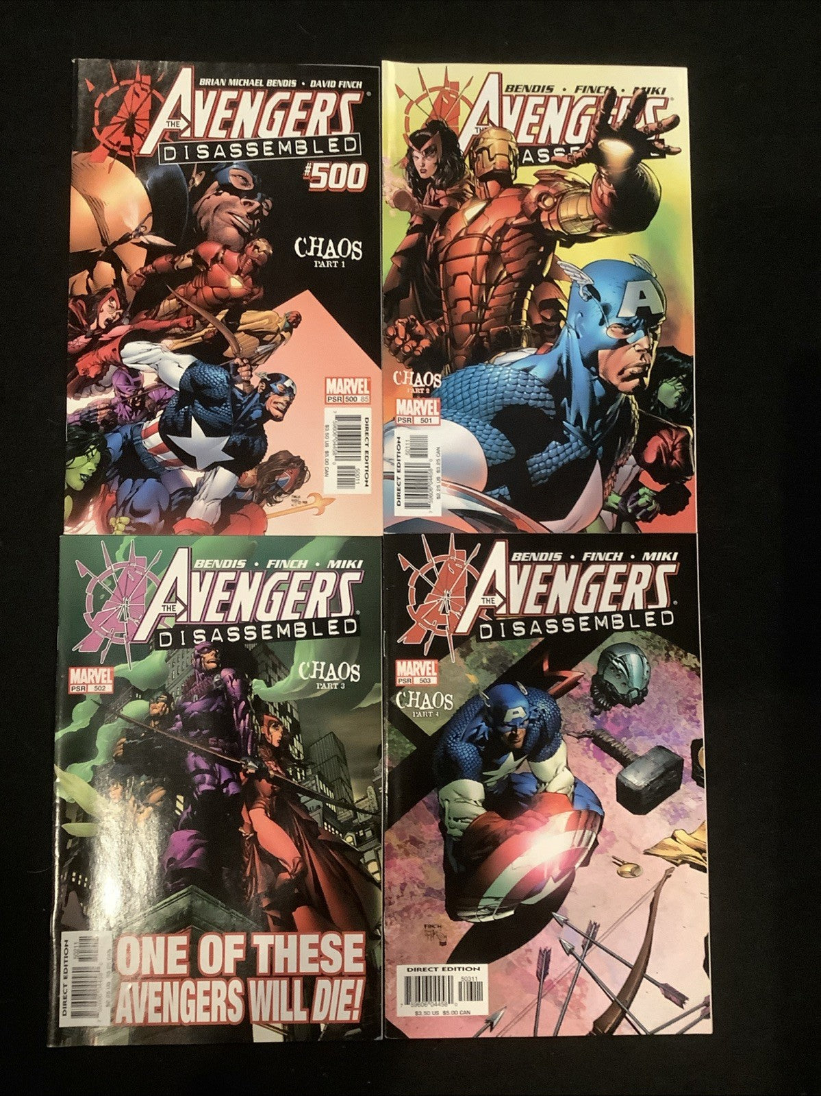 Avengers #500-503 Comic Set, Marvel, “Dissembled” Death Of Antman (Scott Lang)