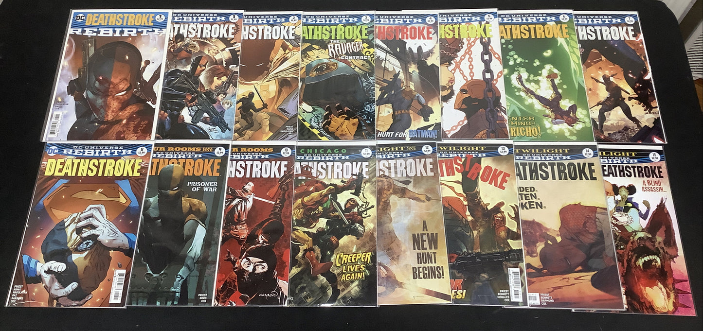 Deathstroke #1-15 + Rebirth One-shot Comic Lot, DC Rebirth, Christopher J Priest