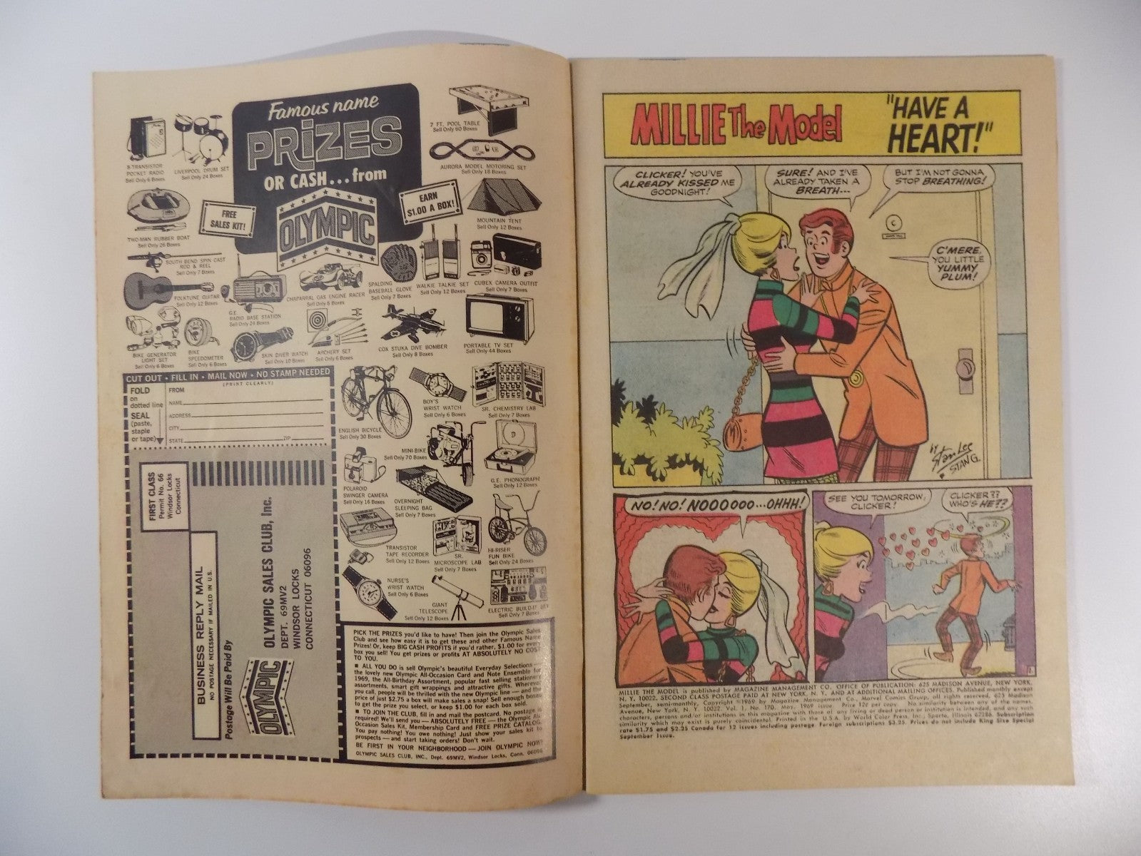 Millie The Model #170 Marvel Comic May 1969 Very Fine-