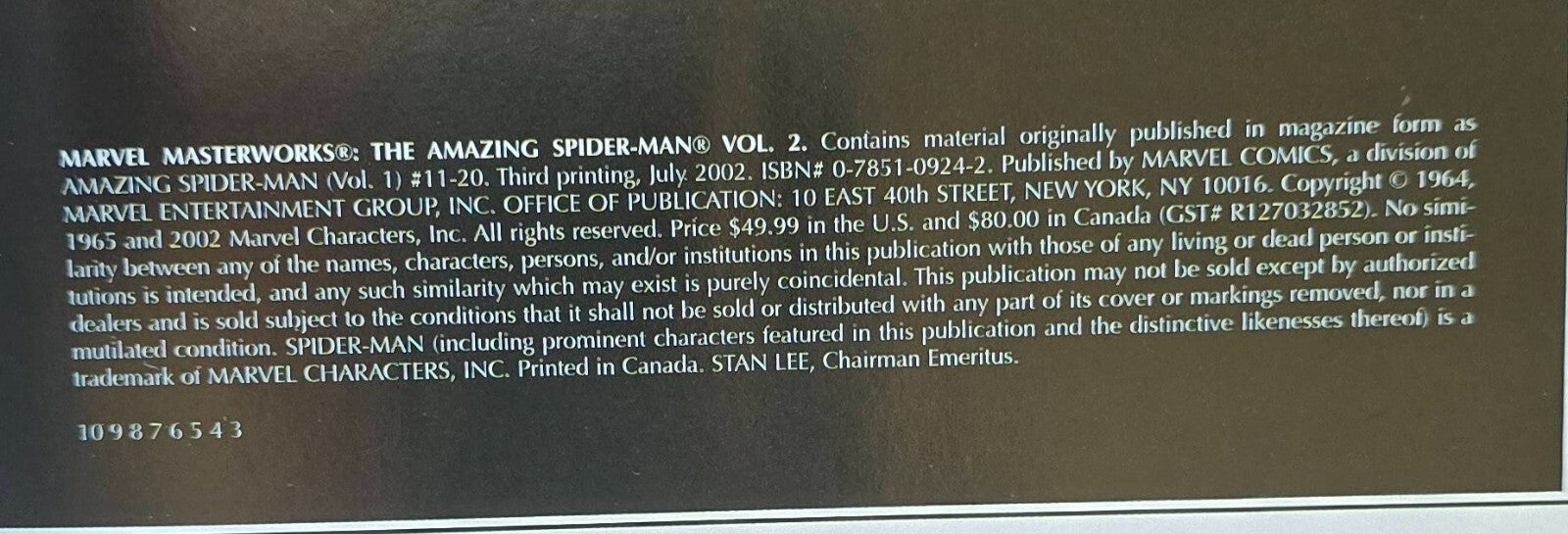 Marvel Masterworks: The Amazing Spider-Man Volume 2 (3rd Print. 2002) Lee+Ditko