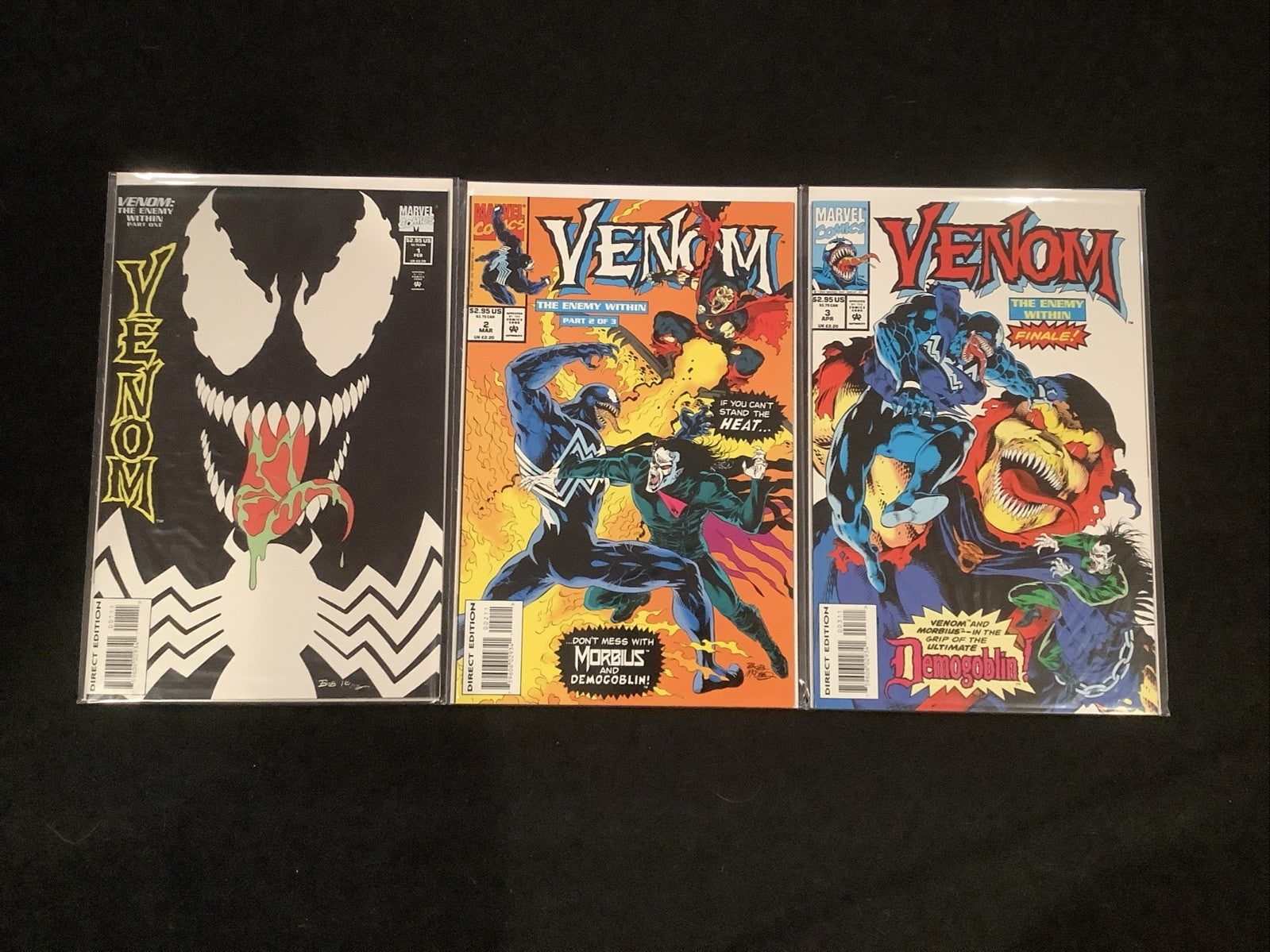 Venom the Enemy Within #1-3 Complete Comic Set, Marvel, Glow In The Dark Cover