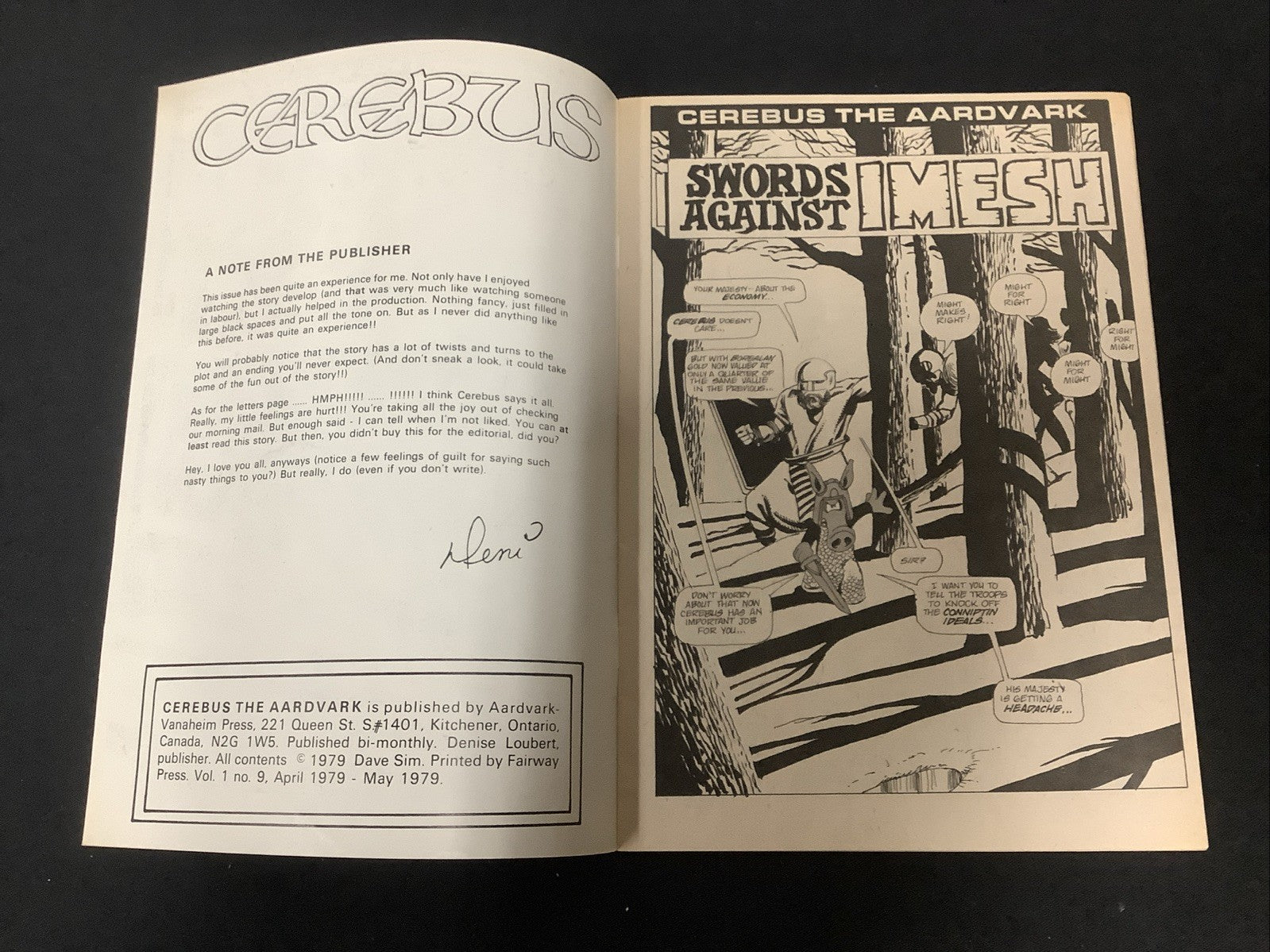 Cerebus #9 (Aardvark-Vanaheim April 1979) VF (8.0) Dave Sim