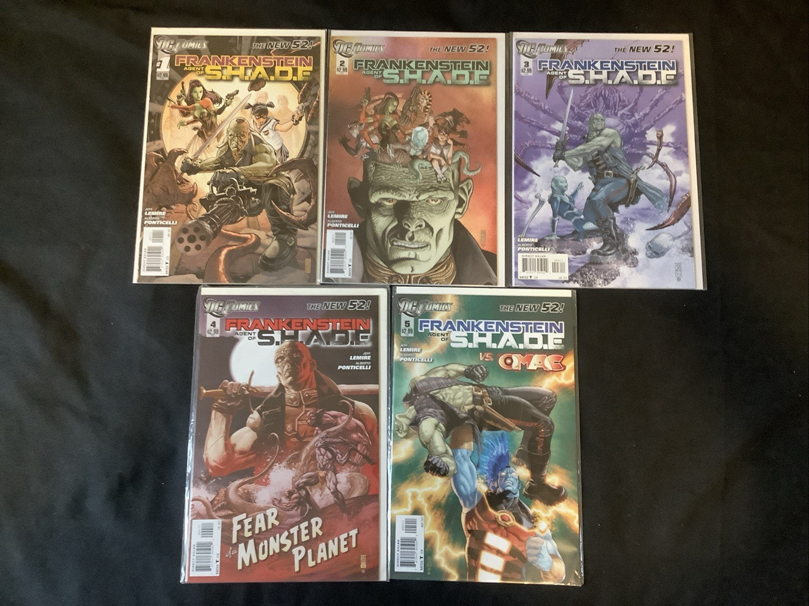 Frankenstein, Agent of S.H.A.D.E. #1-5 Comic Lot, DC Comics, Jeff Lemire, 2011