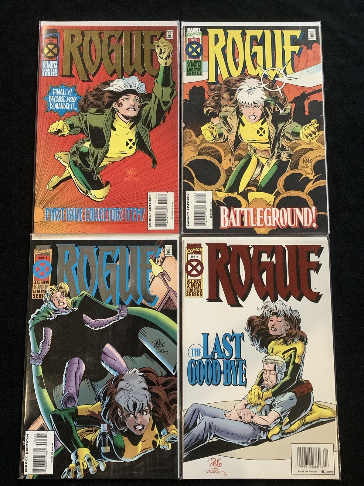 Rogue #1-4 Complete Comic Set, Marvel Comics, 1st Solo Series, 1995