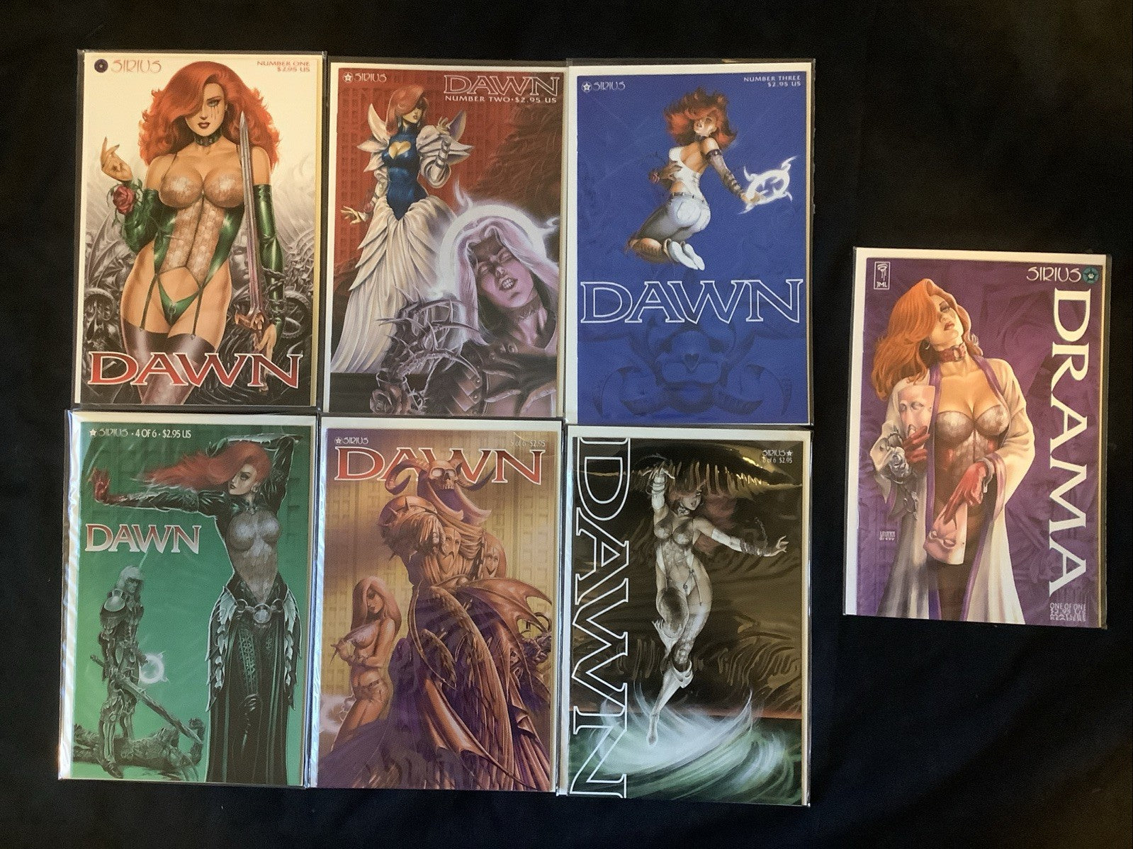 Dawn #1-6 + Drama #1 Comic Bundle, Sirius Entertainment, Michael Linsner, 1995