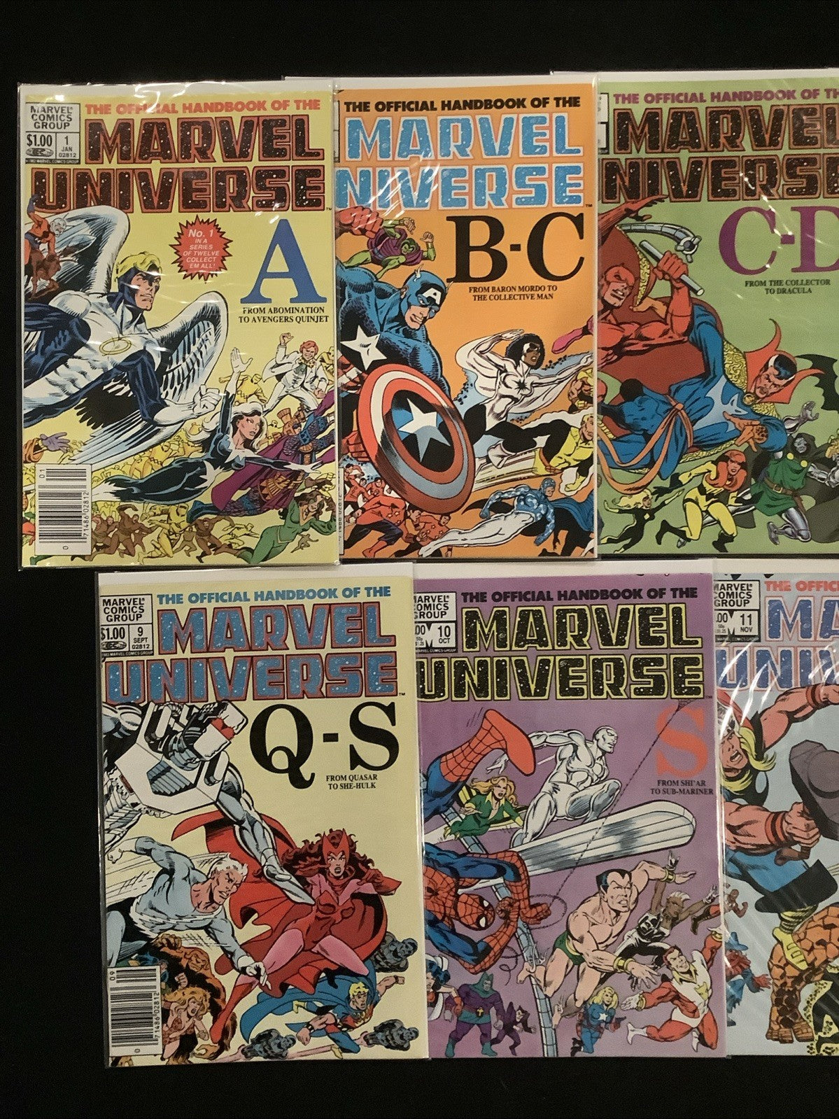 The Official Handbook of the Marvel Universe #1-15 Complete Comic Set, 1983