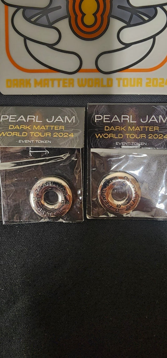 SET OF 2 PEARL JAM EVENT TOKENS Plus Bonus Stickers - SEATTLE MAY 28 & 30 2024