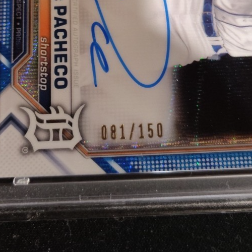2021 Bowman Draft Chrome Izaac Pacheco 1st  Blue Wave Auto /150 PSA 9 - Tigers