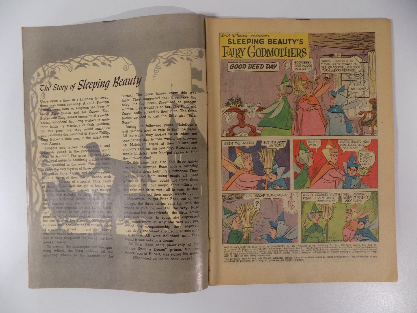 Four Color #984 Sleeping Beauty's Fairy Godmothers Dell Comic 1959 Fine
