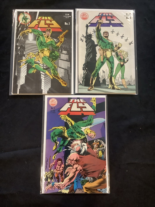 The Fly #1-3 Comic Lot, Red Circle Comics Group, Jim Steranko Cover Art, 1983