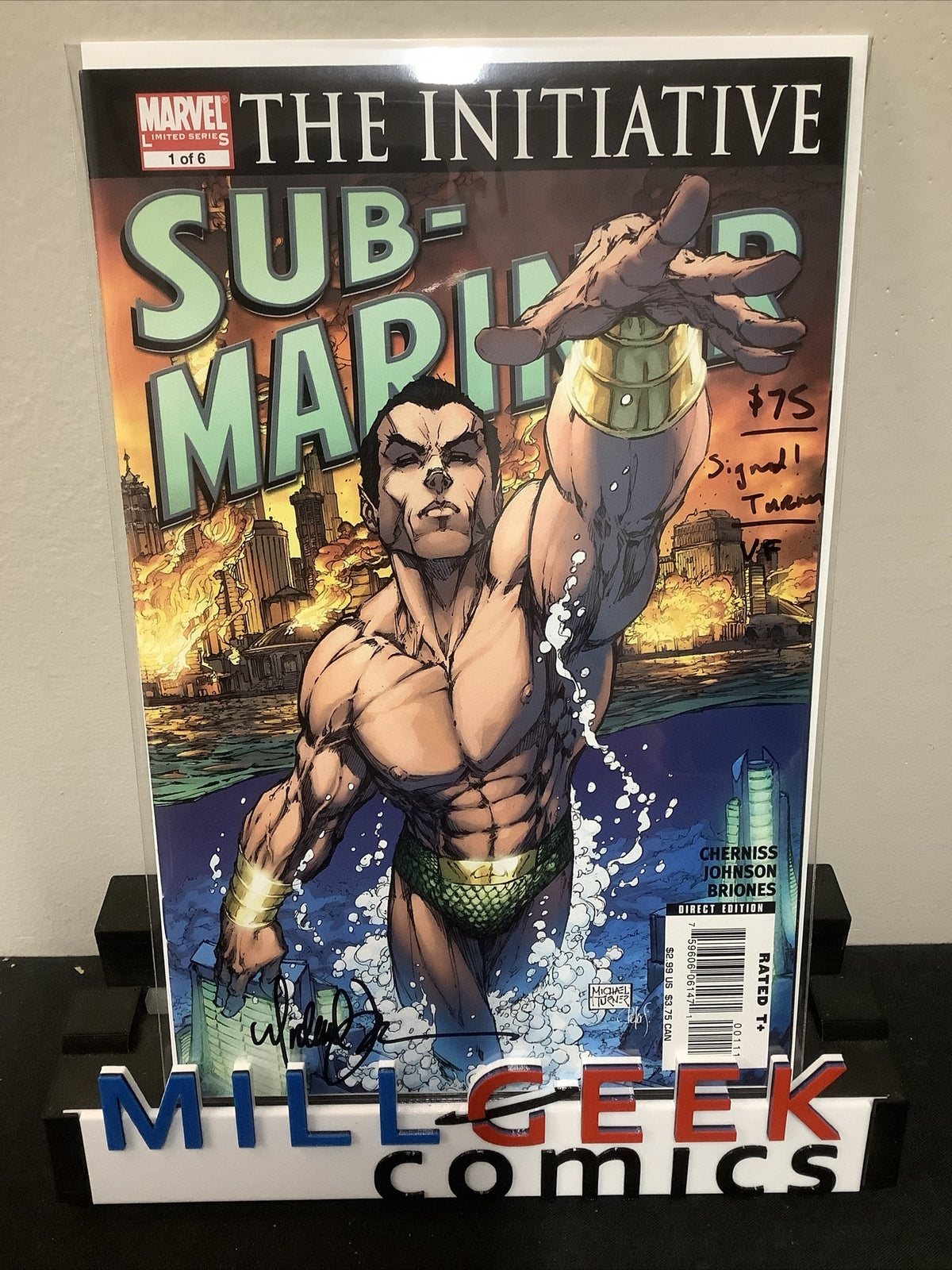 Sub-Mariner #1 (2007) VF (8.0) Matt Cherniss, Michael Turner Autograph With COA