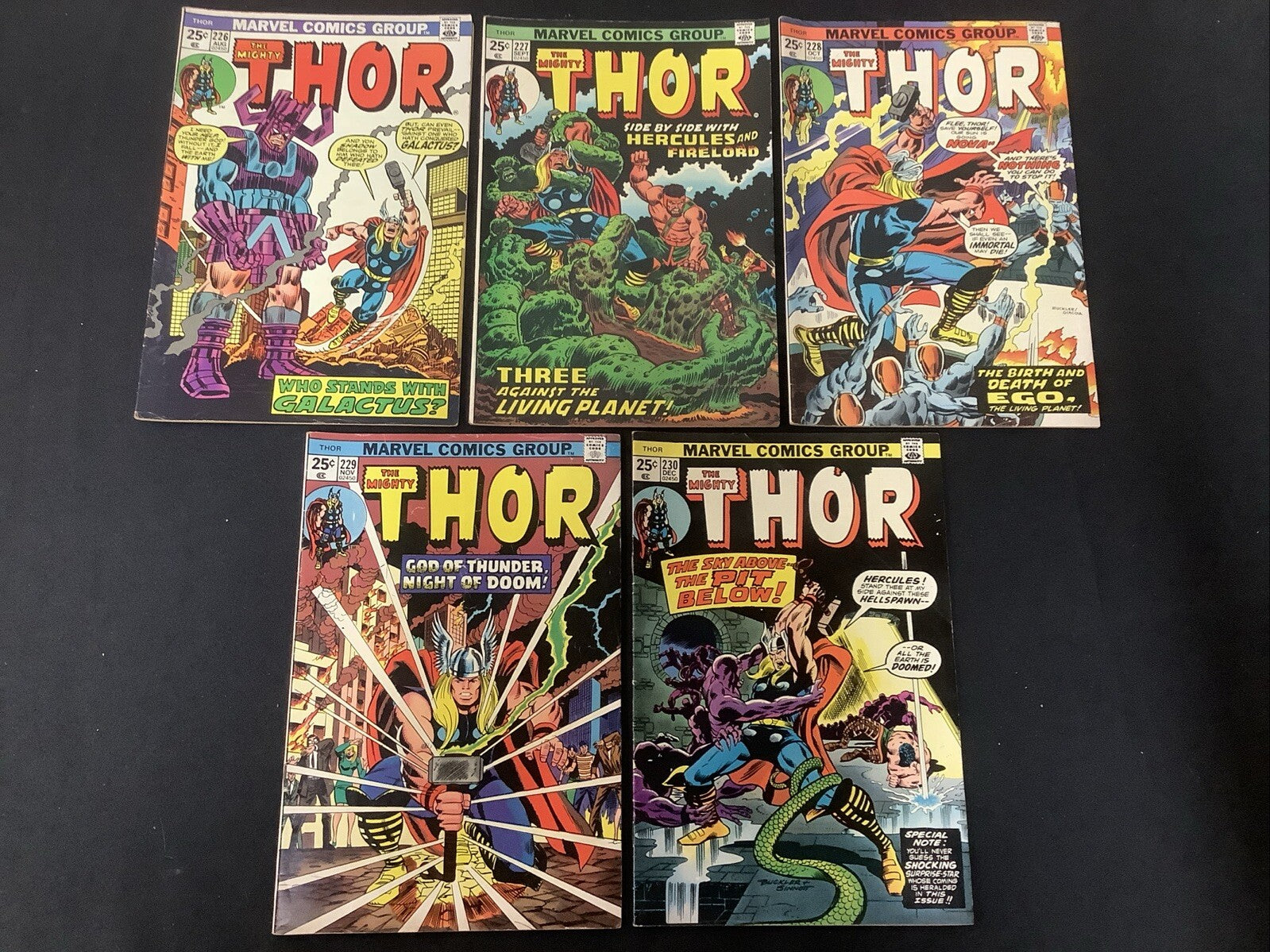 Thor #226-230 Comic Lot, Low To Mid Grade, Hulk #181 Ad Featuring