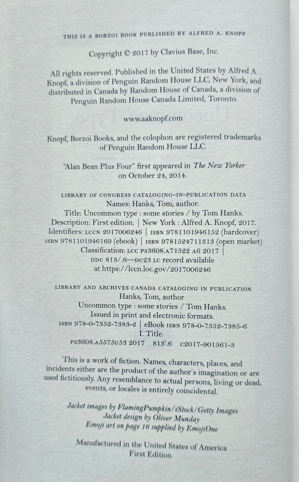 Uncommon Type : Some Stories by Tom Hanks (2017, 1st Edition Hardcover)