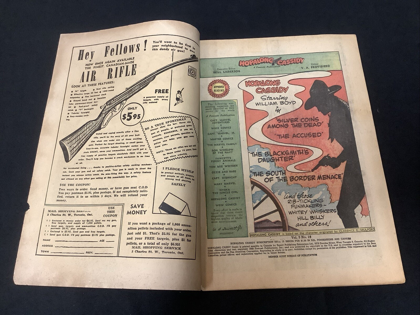 Hopalong Cassidy #21 (1948) VG (4.0) 1” Spine Split, 1/8” Spine Roll, Fawcett