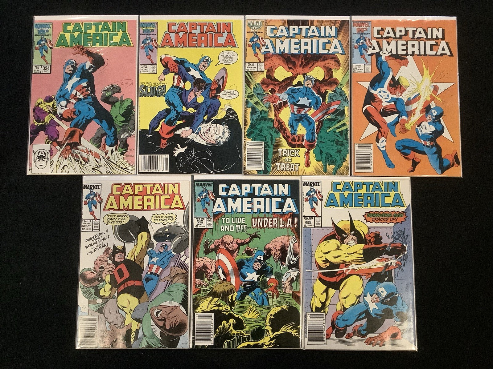 Captain America #324-330 Comic Lot, Marvel Comics, Mark Gruenwald, 1987