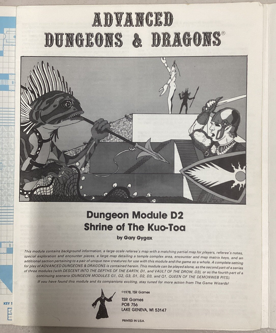 Advance Dungeons & Dragons Module D2 Shrine of the Kuo-Toa, 2nd Print, 1978
