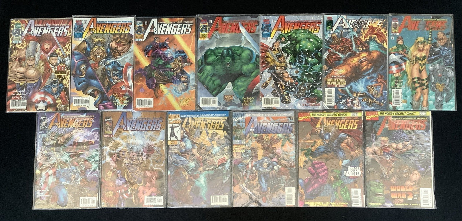 Avengers #1-13 Comic run, Vol 2 Complete! Marvel Liefeld Valentino, 1996
