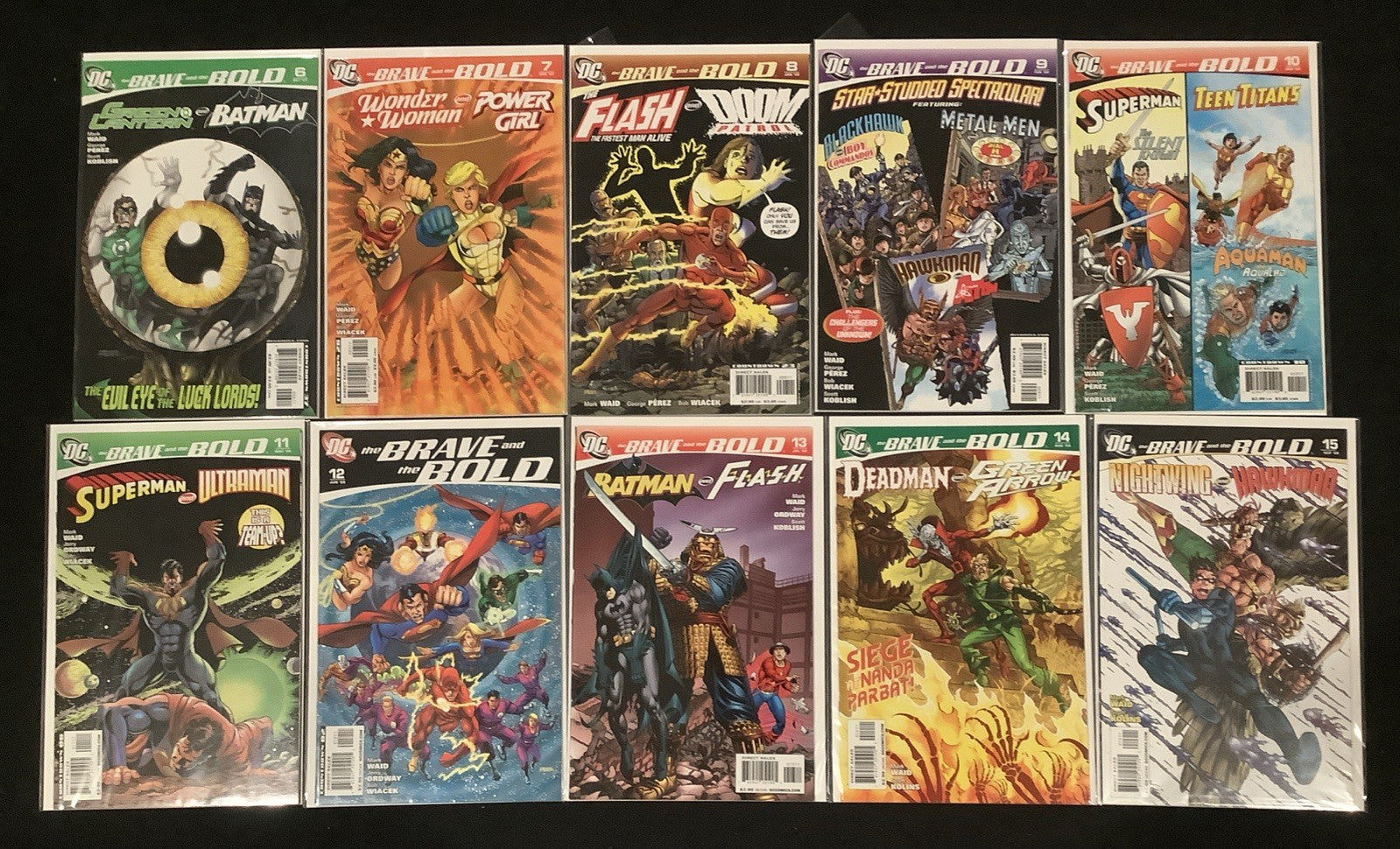 Brave and the Bold #6-15 Comic Lot, DC Comics, Mark Waid/George Perez, 2007