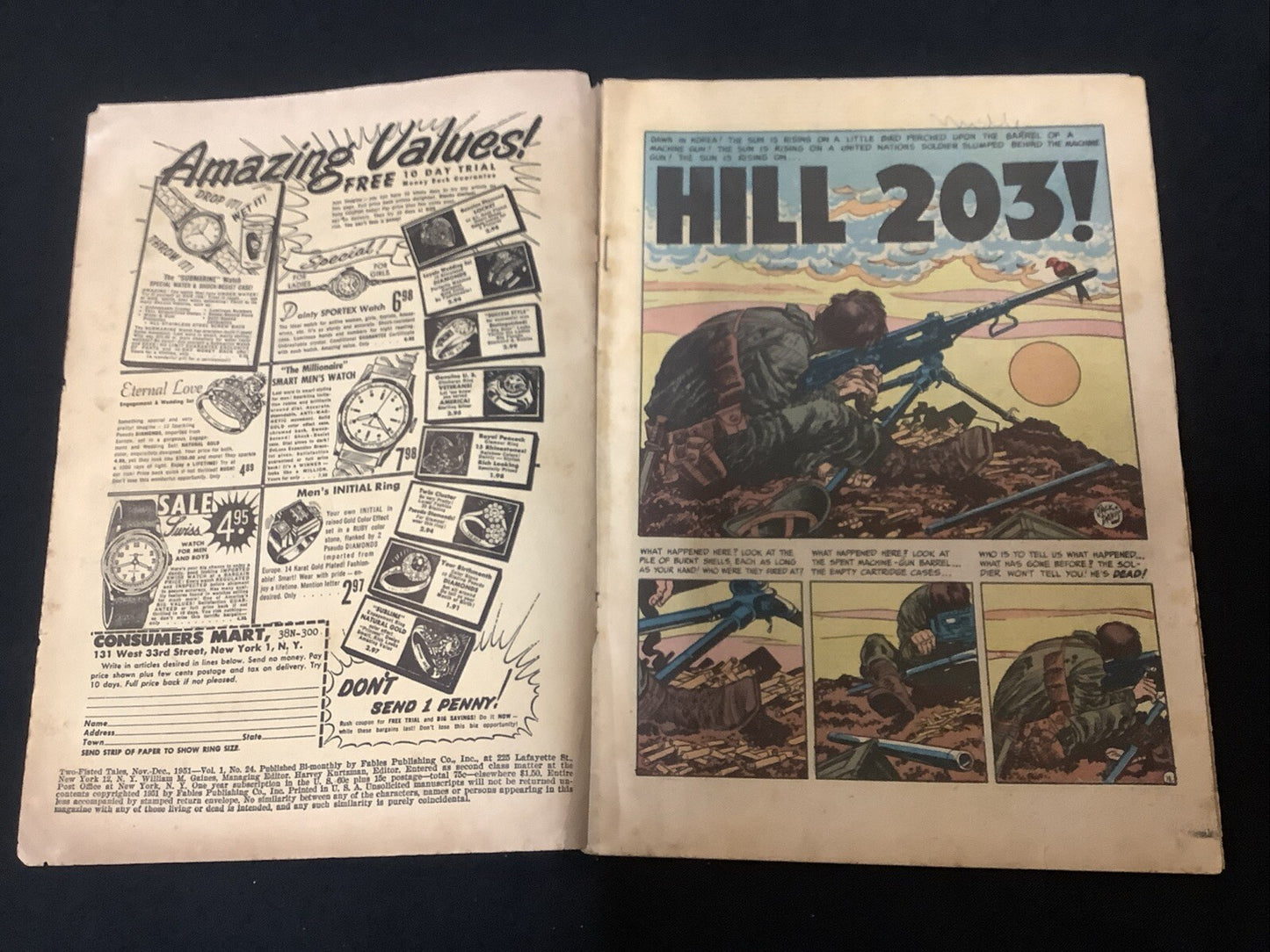 Two-Fisted Tales #24 (EC Comics 1951) G+ (2.5) Inner Wrap And Cover Detached
