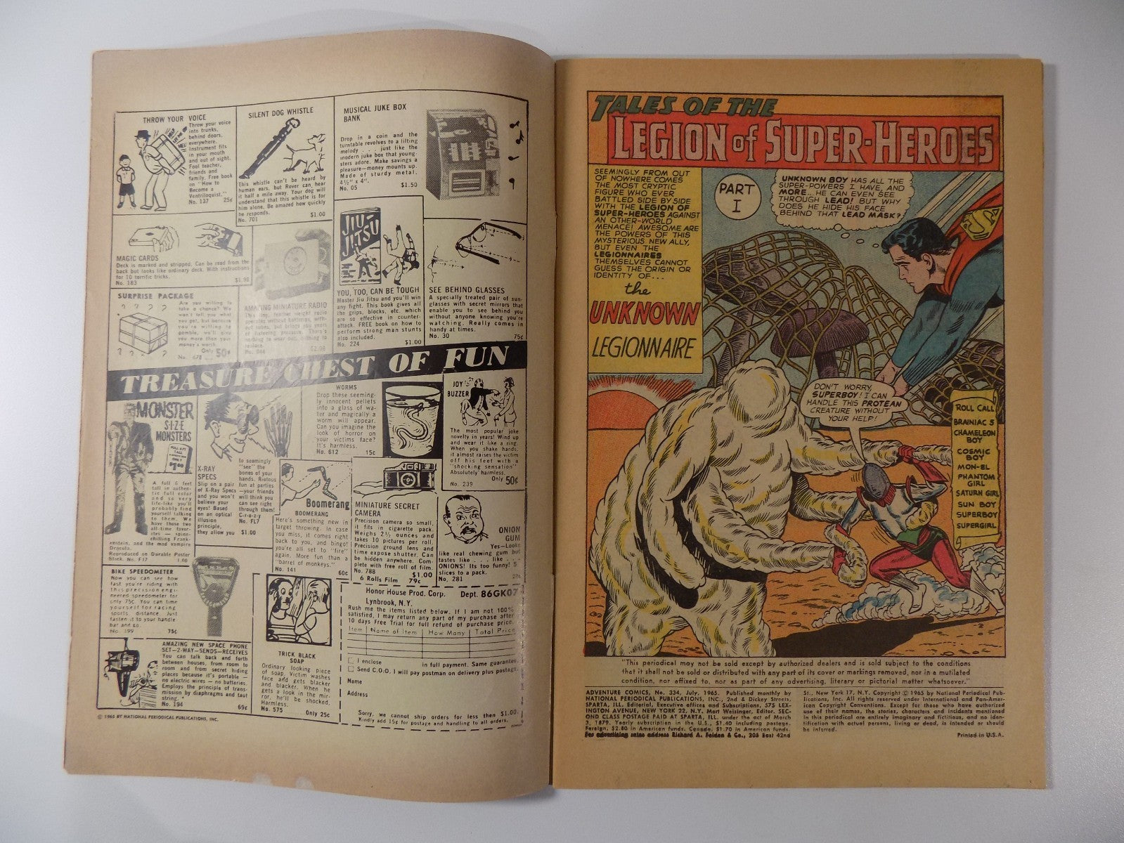 Adventure Comics #334 DC Comic Fine/Very Fine July 1965