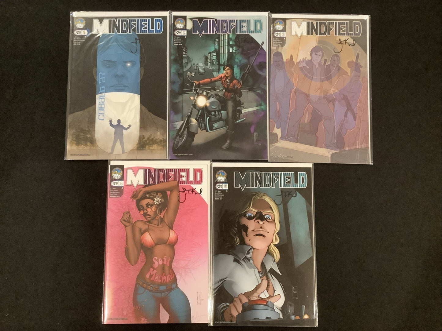 Mindfield #1-5 Comic Lot, Aspen,  Alex Konat, All Signed By J. T. Krul, 2010