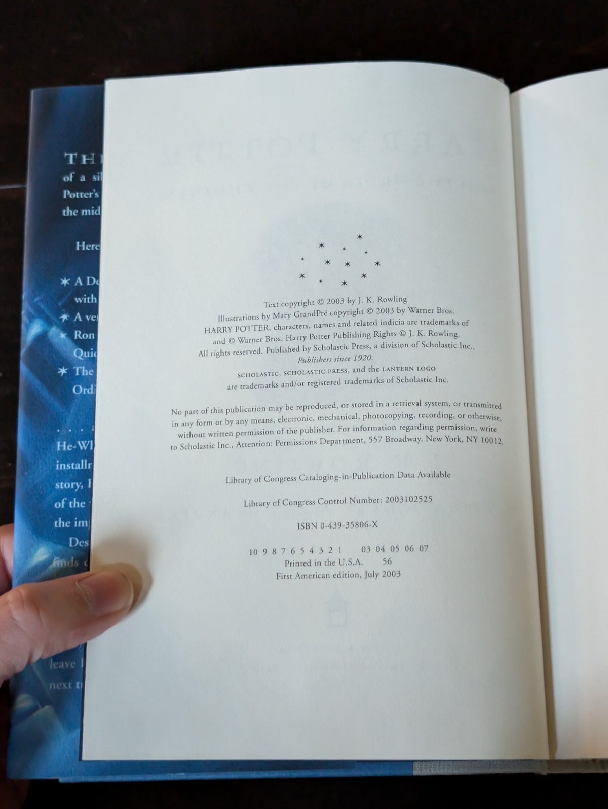 Harry Potter and the Order of the Phoenix by J.K. Rowling, 2003 Hardcover -JD
