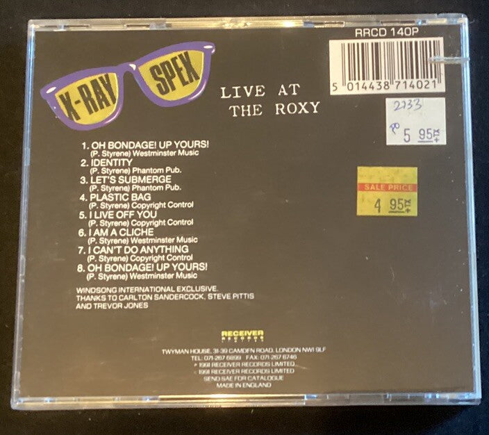X-RAY SPEX Live At The Roxy (CDLimited Edition RRCD 140P Like New) -JD
