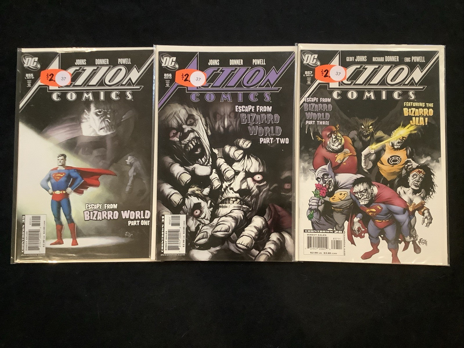 Action Comics #855-857 Comic Lot, DC Comics, Johns/Donner/Etic Powell, 2007