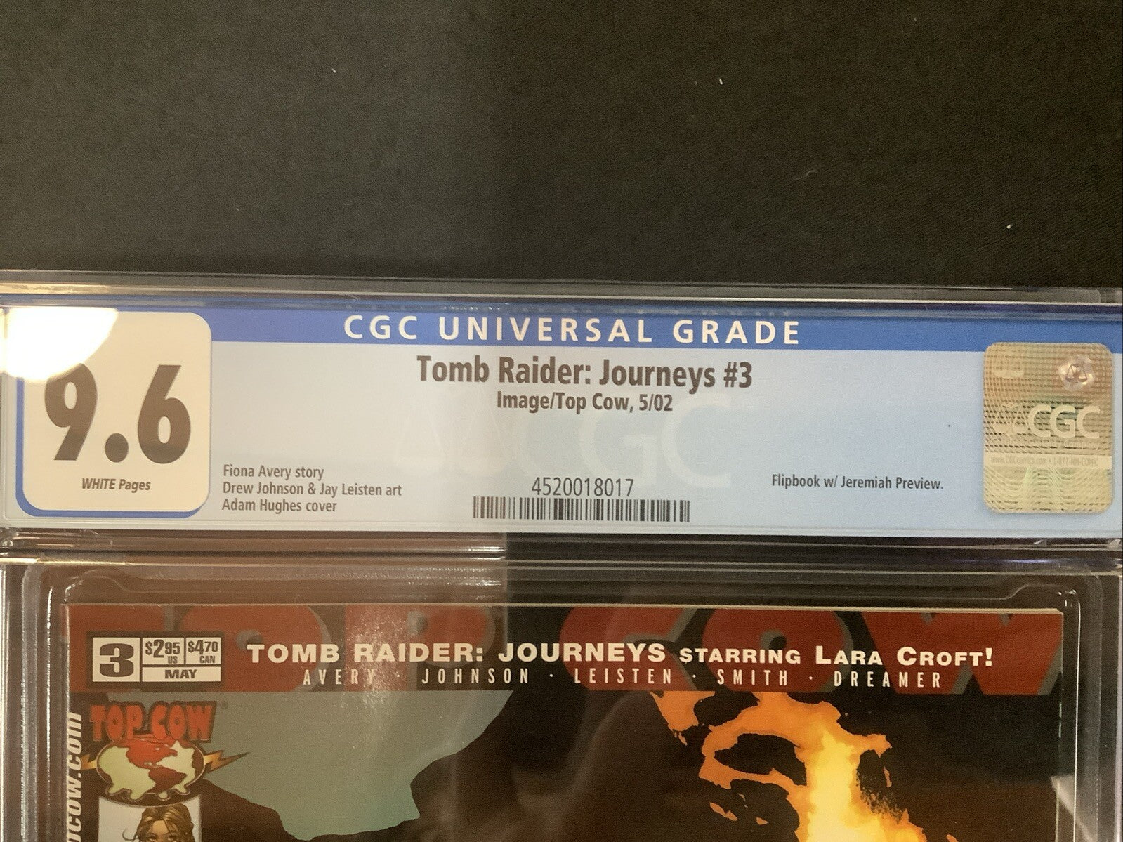 Tomb Raider: Journeys #3 (2002) CGC Graded 9.6, White Pages, Adam Hughes Cover