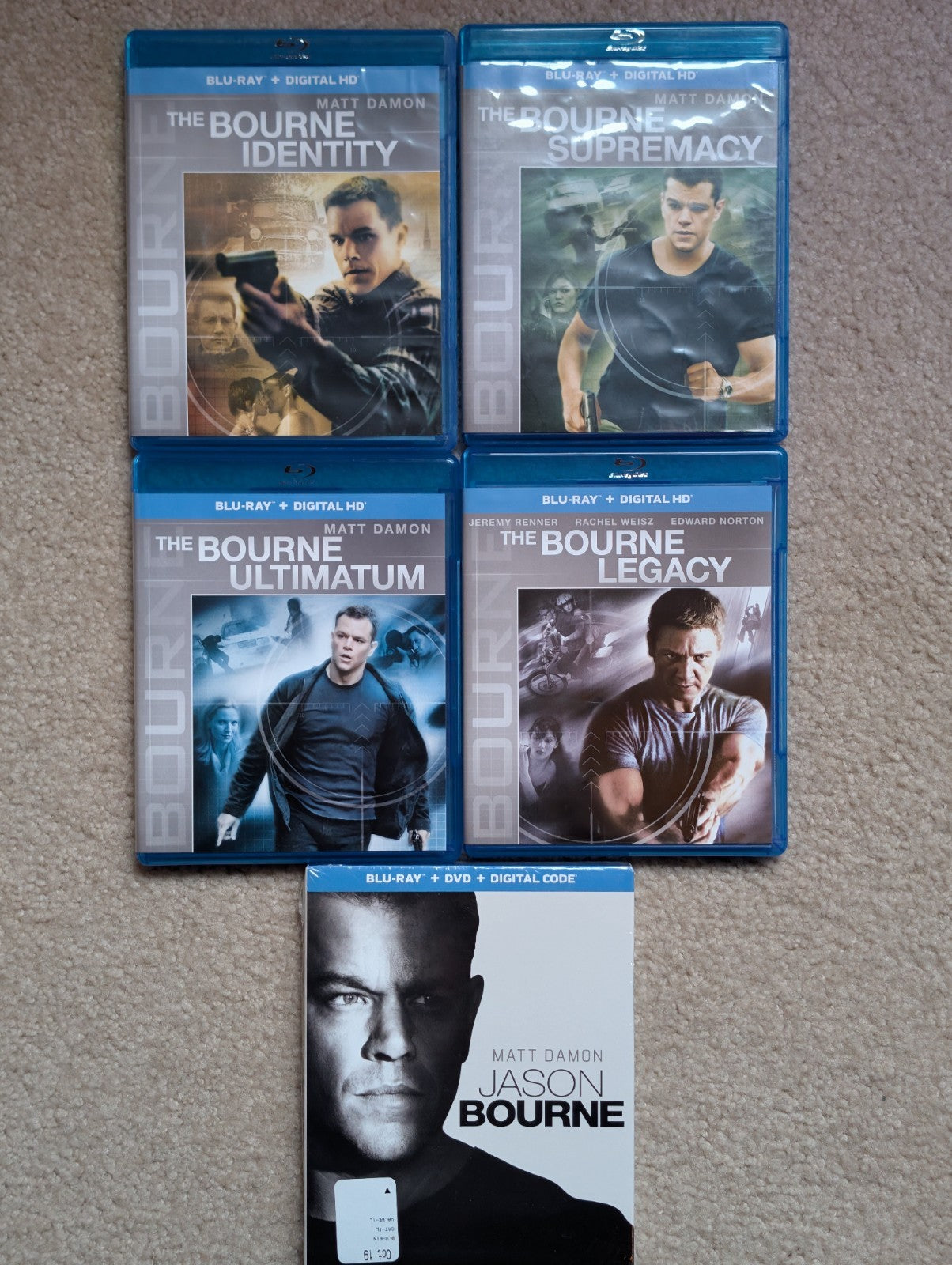 The Bourne Identity Collection, Set of 5 Movies (Blu-ray) Like and Brand New -JD