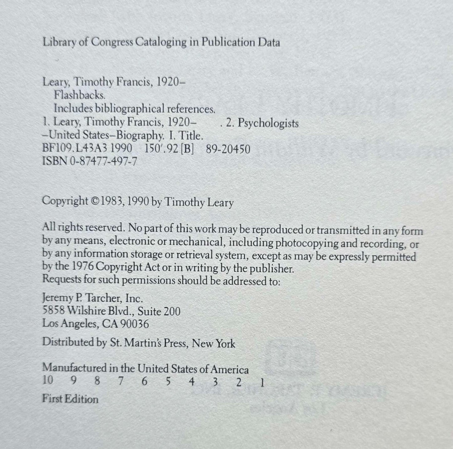 Flashbacks by Timothy Leary (1983, 1st ED Trade Paperback) JD